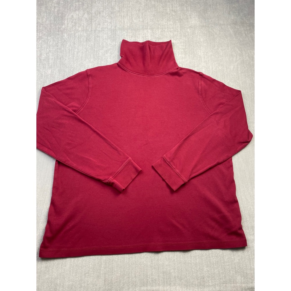 LL‎ Bean Mens XL Red Interlock Turtleneck Long Sleeve Cotton Shirt Regular Fit